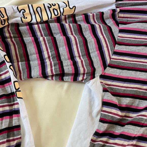 True Religion Buddha Logo Multi Color Stripe Hooded Shirt Sz L - Picture 5 of 10